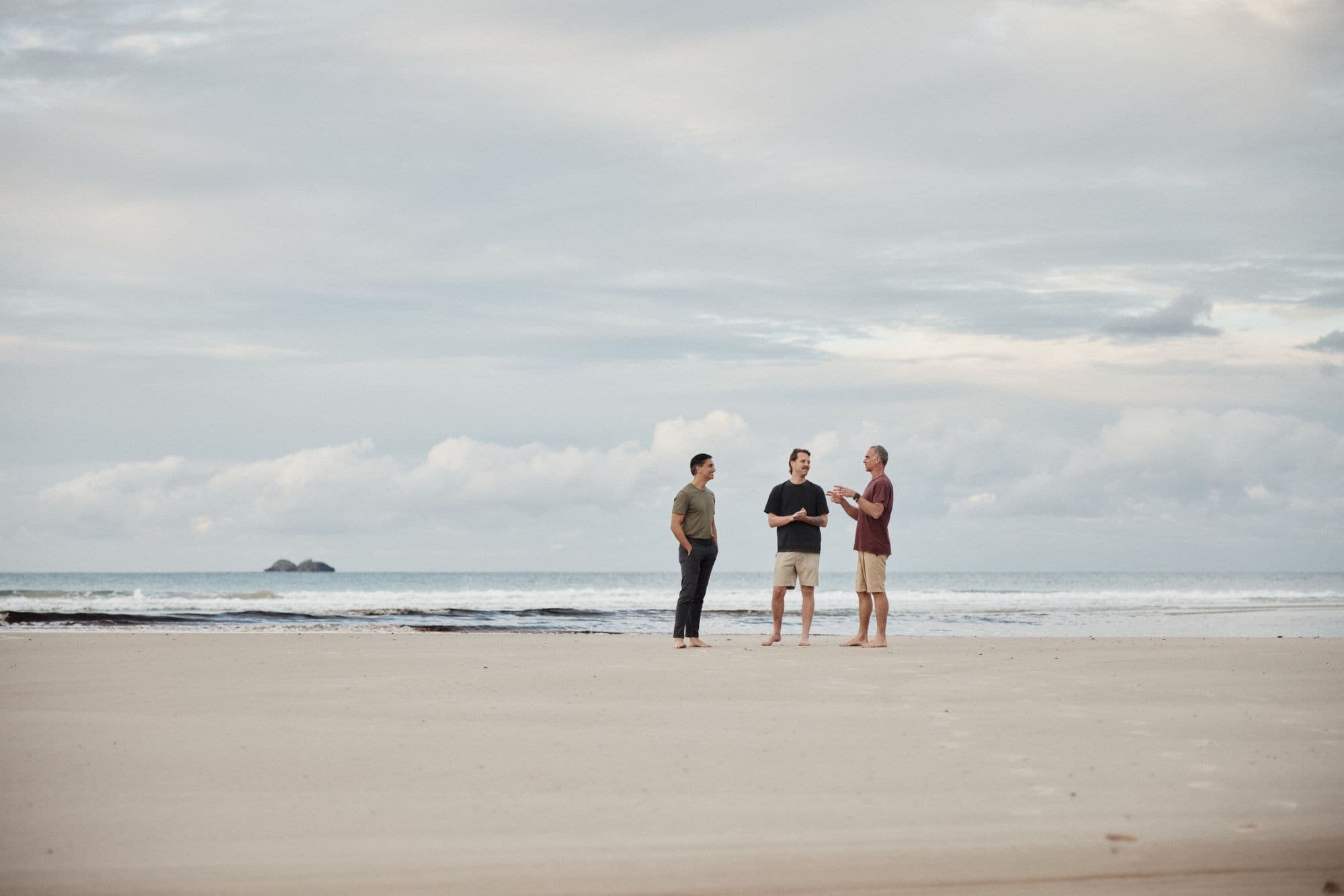 Gabriel, Dane and the team on the beach at Byron Bay