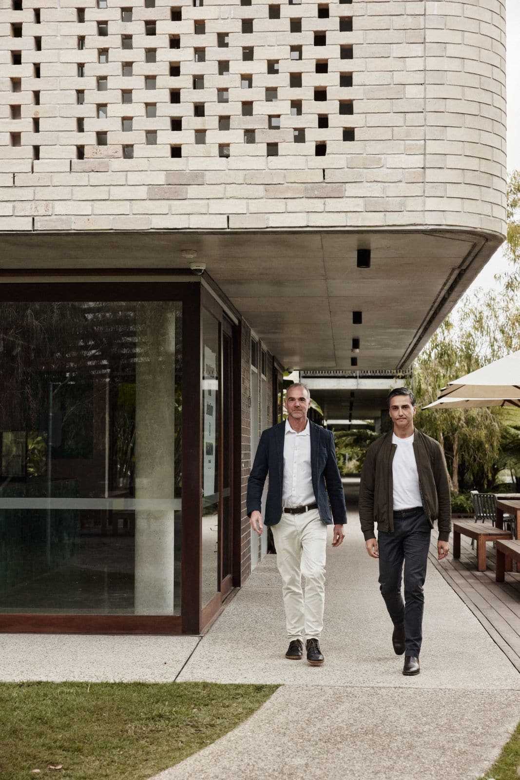 Gabriel and Dane outside the studio